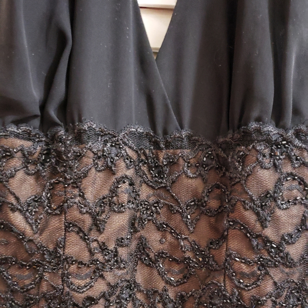 Scarlett halter black beaded evening dress 6